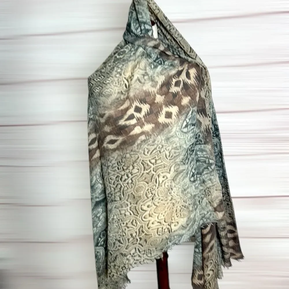 NWT Ahujasons Large Wool Shawl Wrap Scarf Lightweight Soft